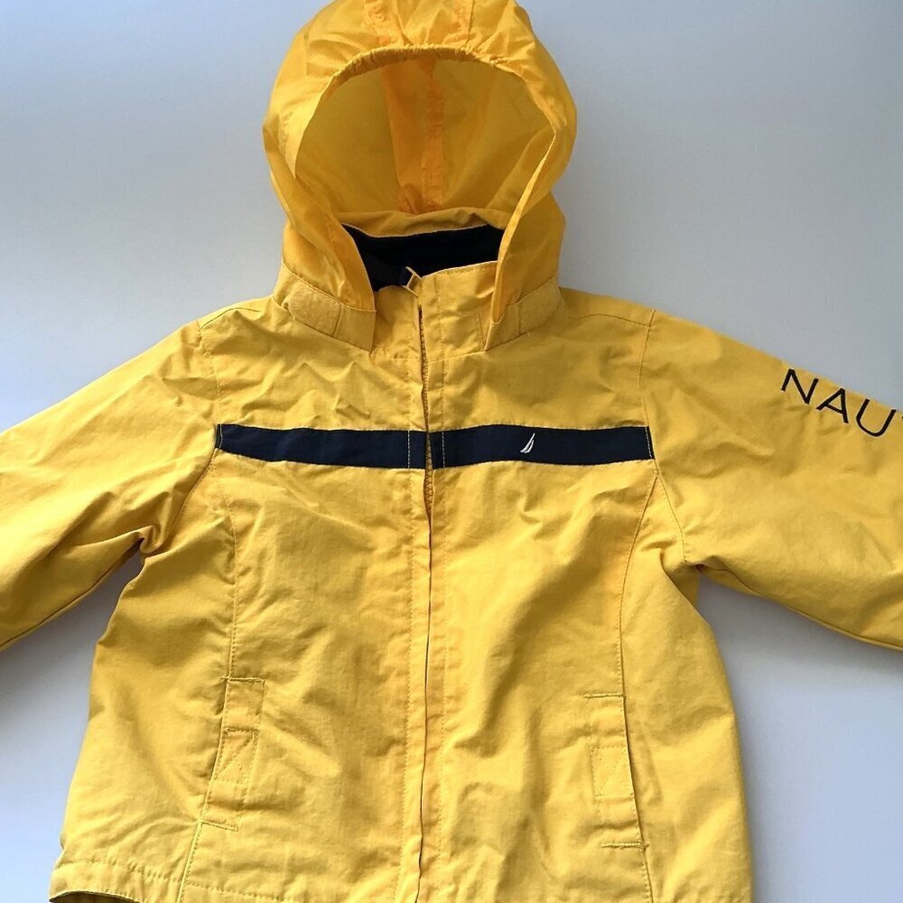 Nautica Hooded Water-Resistant Jacket Yellow Blue Size 12-18M GUC
